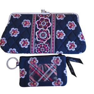 Vera Bradley Navy and Pink Floral Clutch Set